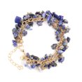 thumbnail image 1 of Xiao Hua Pulsera de cuentas hecha a mano, ideal para hombres y mujeres, con borlas de cristal de piedra natural irregulares y gotas de agua de piedra triturada (azul oscuro)., 1 of 5