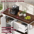 thumbnail image 5 of 53" White Rolling Kitchen Island Cart with 3.5" Thick Walnut Top, 2 Drawers, Spice Rack & Towel Bar, Lockable Wheels, 5 of 28