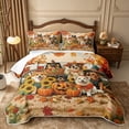 thumbnail image 2 of Erosebridal Fall Dogs Twin Quilt Set 2 Pieces,Cozy Autumn Twin Coverlet Set,Brown,1 Bedspread and 1 Pillowcase, 2 of 7