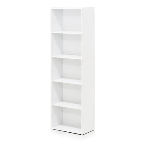 Furinno 11055 5-Tier Reversible Color Open Shelf Bookcase , White
