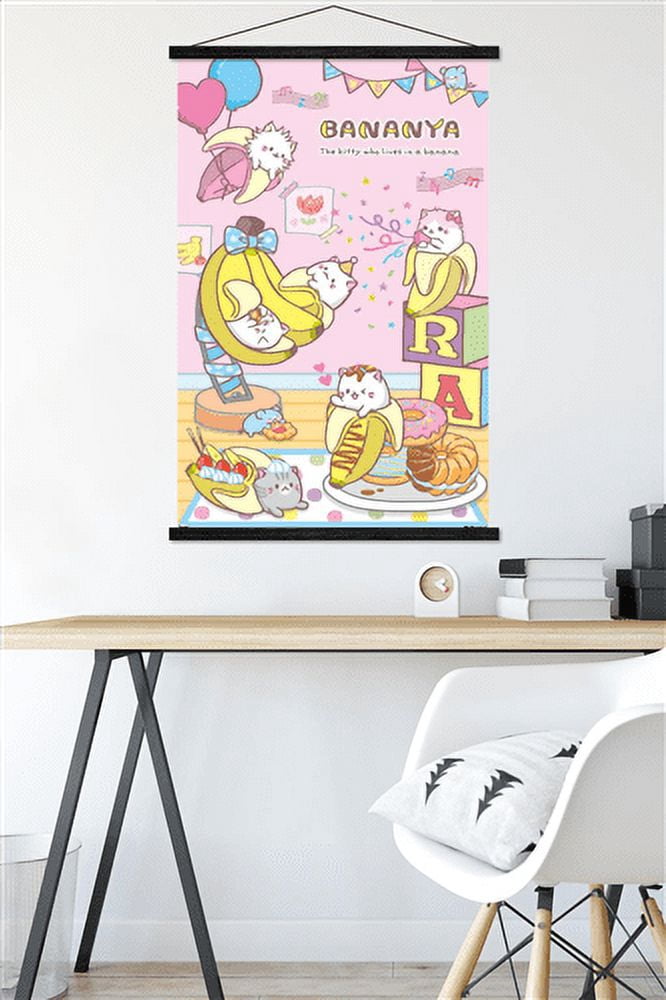 Bananya - Party Wall Poster with Magnetic Frame, 22.375" x 34"