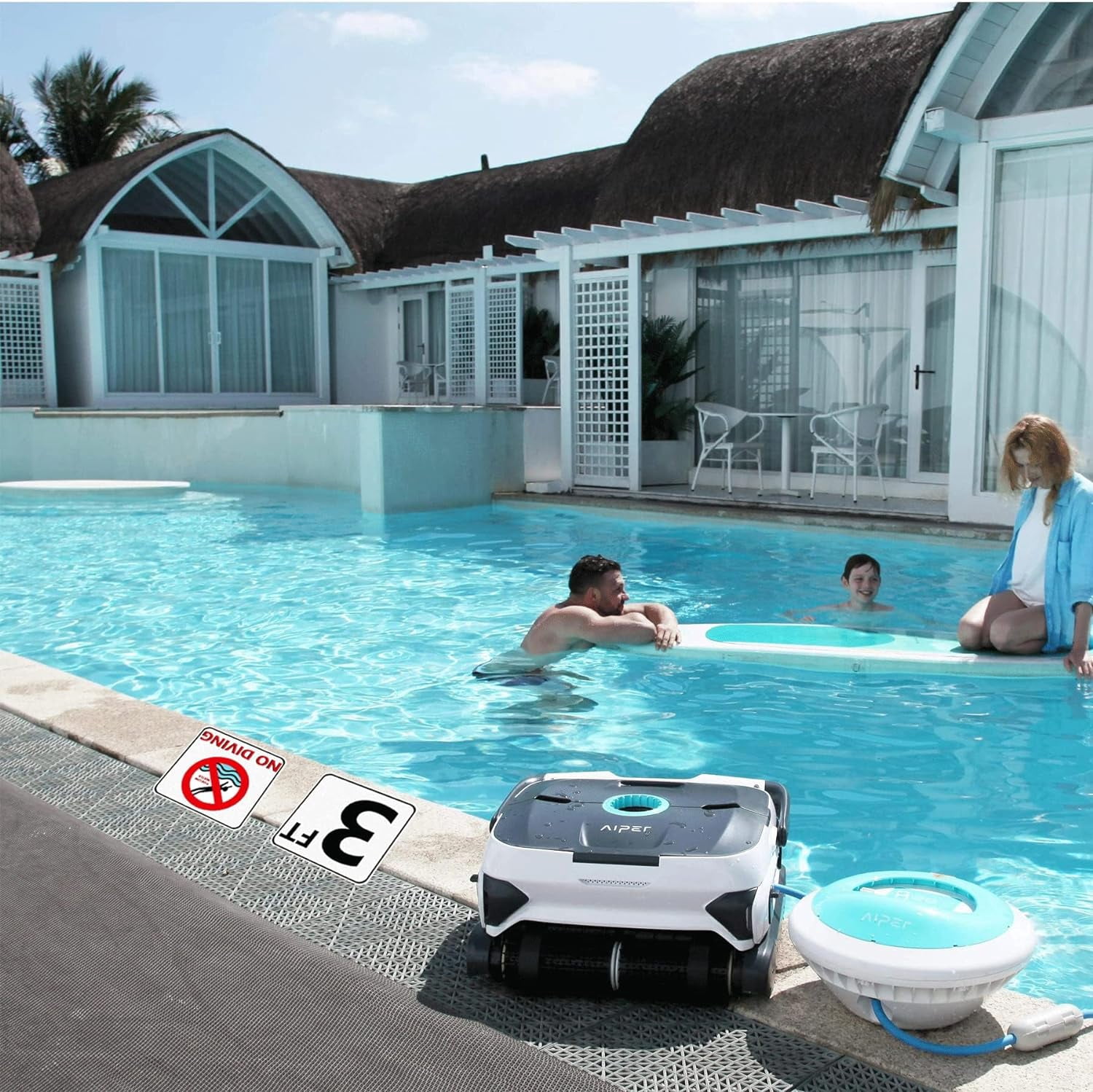 Marcadores Profundidad Piscina MOLESS - 7ft Adhesivos 6x6 Pulgadas | Seguridad Piscina Números