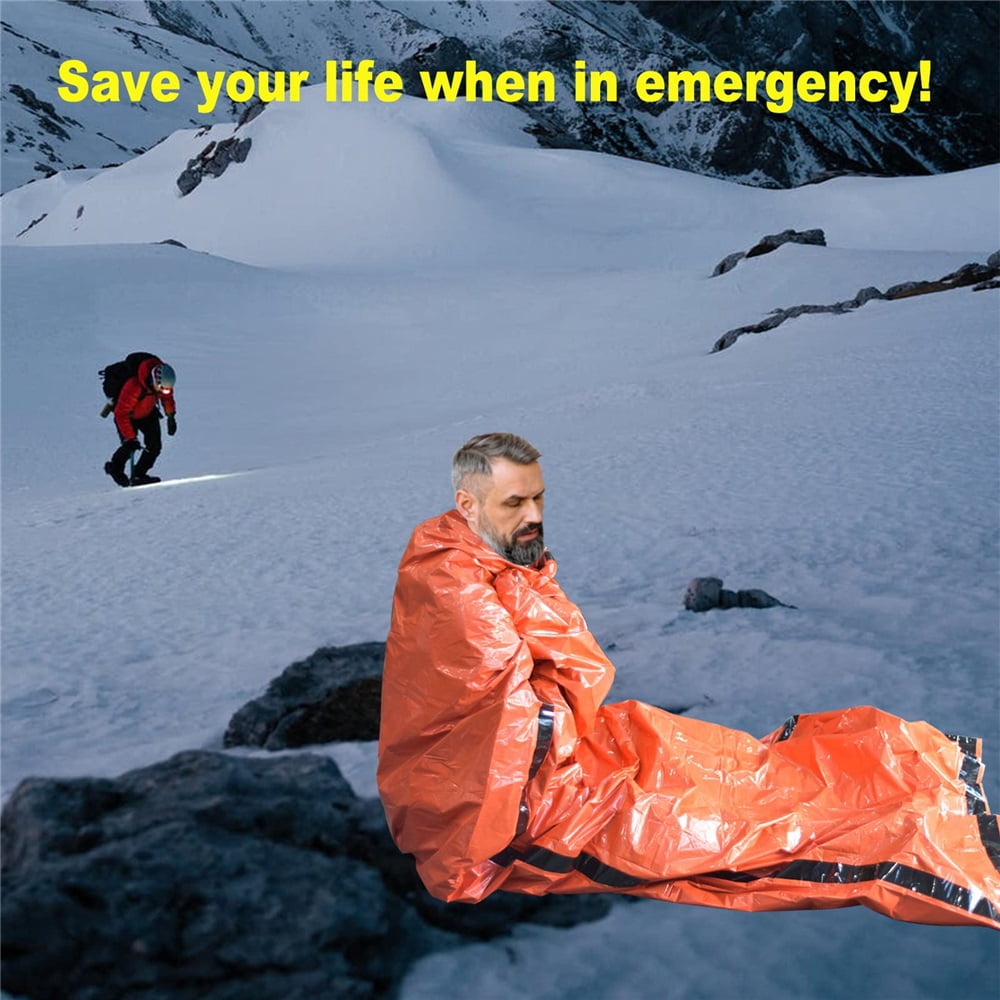 4 Pack Emergency Bag Survival Bivvy Sack with Whistles, Lightweight Portable Emergency Supplies for Outdoor Camping Hiking Keep Warm After Earthquakes, Hurricanes Disasters