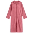 thumbnail image 6 of SELONE Bathrobes for Women Zip Front Plus Size Long Dress Full Zip Long Sleeve Hooded Robe with Pockets Cozy Homewear, 6 of 9