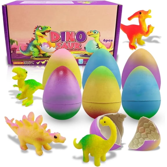 6 Pack Dinosaur Hatching Surprise Eggs Dinosaur Toys Easter Eggs for Kids Boys Girls Easter Basket Stuffers Gifts Birthday Party Favors Fillers