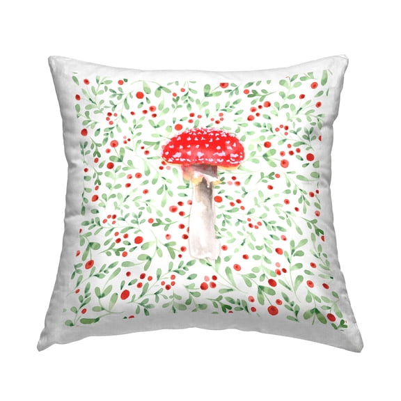 Stupell Industries Botanical Patterned Mushroom Decorative Printed Throw Pillow, 18 x 18