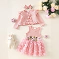 thumbnail image 4 of Mnyotv Baby Girl Clothes Toddlers Sleeveless Floral Tutu Dress with Long Sleeve Cardigan and Headband Fall Summer Outfit Size 3-6Months, 4 of 6