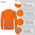 thumbnail image 5 of ProtectX High Visibility Long Sleeve Safety Reflective Shirts, Construction Work Shirt for Men, ASIN Class 3 Type R Orange Long 3X-Large, 5 of 7