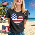 thumbnail image 2 of WAYUTE Womens T-Shirts Stars & Stripe And Heart Pattern Short Sleeve Crew Neck Celebrate America'S 250Th Anniversary For 4Th Of July Beach Lounging Graceful Tops,Grey,L, 2 of 4