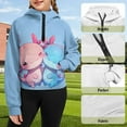 thumbnail image 3 of Uourmeti Cute Axolotl Couple Print Girls Athletic Zip Up Sweatshirt with Pocket Long Sleeve Soft Loose Top Fall Winter Spring Daily Use Size 7-8, 3 of 7