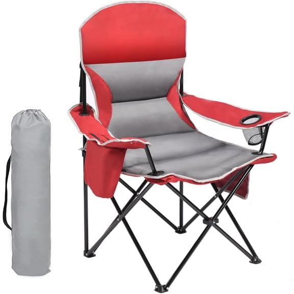 Portable Folding Chair with Cup Holder Cooler Bag Heavy Duty Oxford Fabric Compact Foldable for Outdoor Beach Picnic Sports