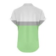 thumbnail image 4 of QUNYINEY Short Sleeve Women's T Shirts Colorblock V Neck Casual Tops Cotton Linen Loose Pullover Button Shirts, 4 of 5