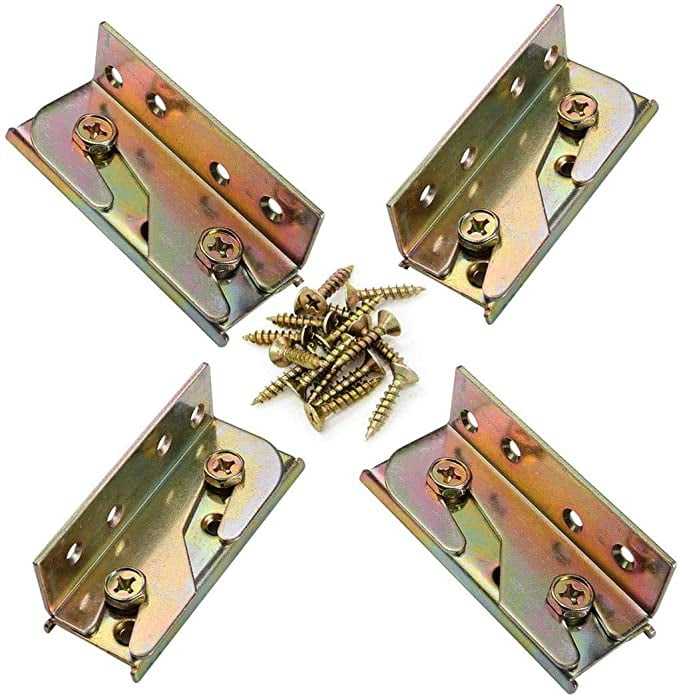 Socell 4 Sets Bed Rail Brackets Heavy Duty NoMortise Bed Rail Fittings