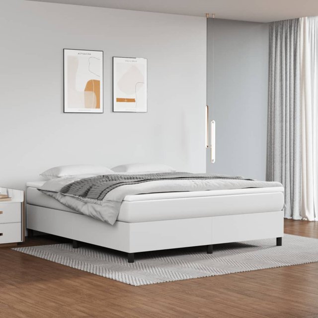 vidaXL Box Spring Bed with Mattress White 193x203 cm King Faux Leather