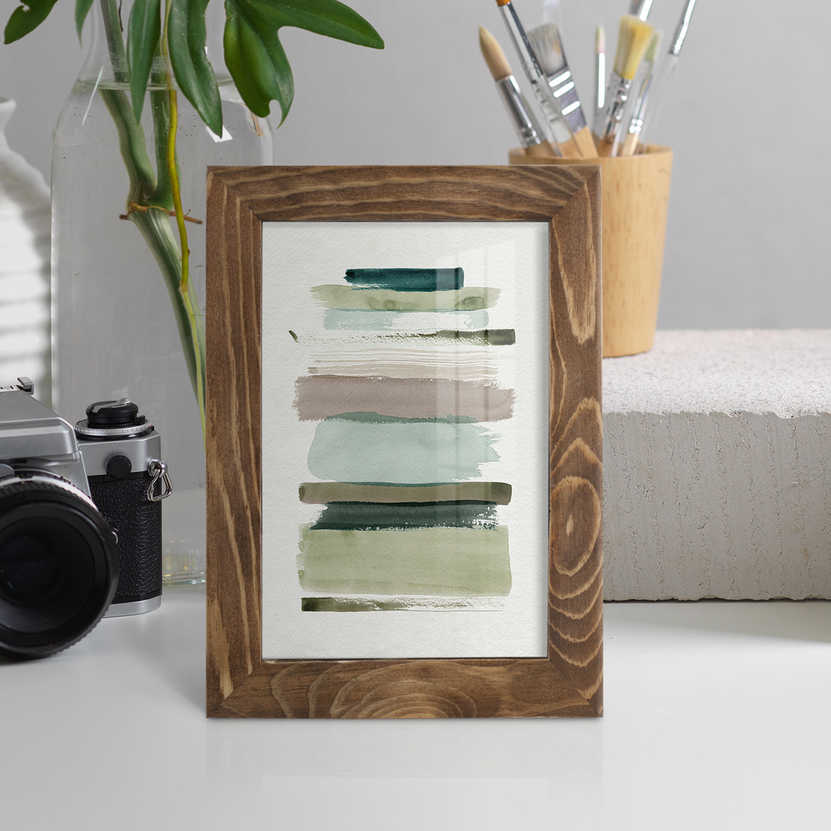 Grass Stains I - Framed Print w/glass - Walnut