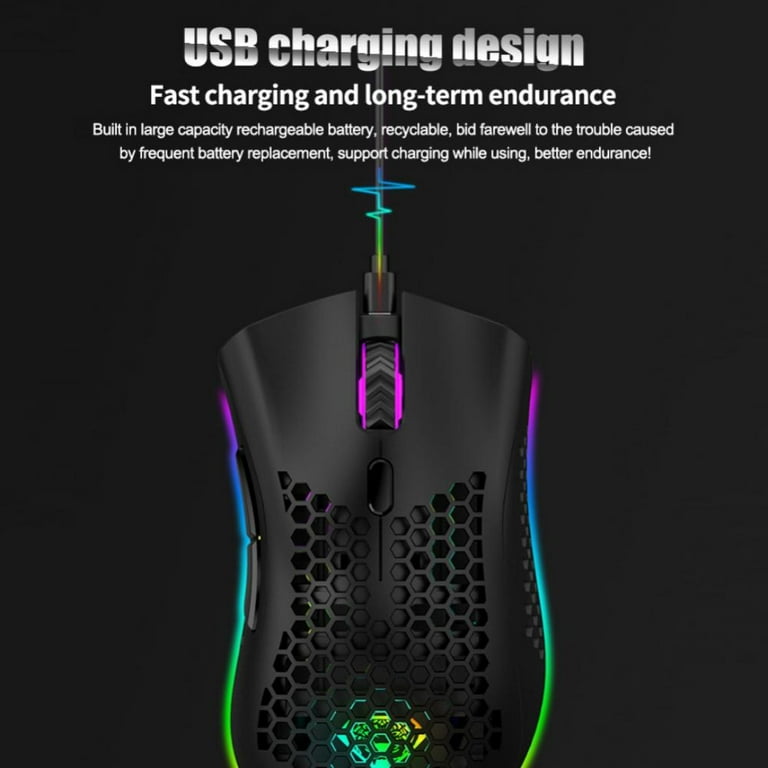 KUIYN 383 Ultralight Wired Gaming Mouse, Lightweight Honeycomb Shell, 4 RGB  Breathing Backlit Mice, 4 Adjustable DPI, USB Optical Mice, Kids and Teen