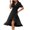 Black, variant on LYXSSBYX Summer Dresses for Women Summer Fashion Short-sleeved V-neck High-waistband Bohemian Long Short-sleeved Dress