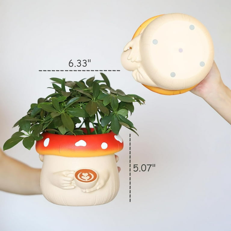 Mushroom Plant Pot with Drainage, Cute – Rosebud HomeGoods