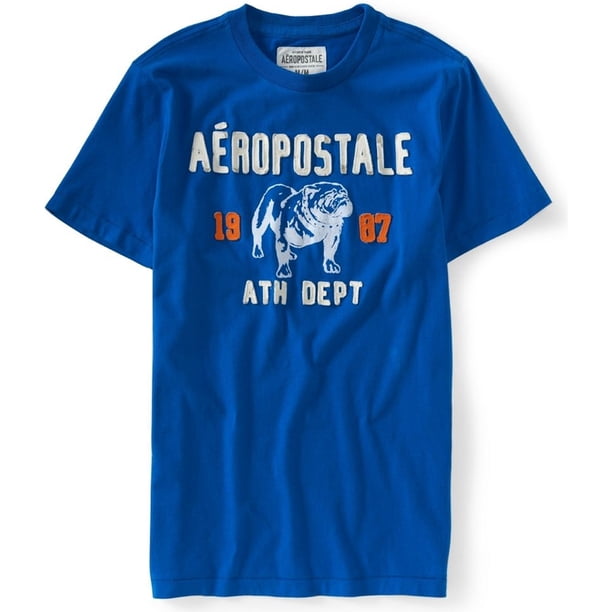 Aeropostale - Camiseta gráfica para hombre Bulldog 1987, azul, grande