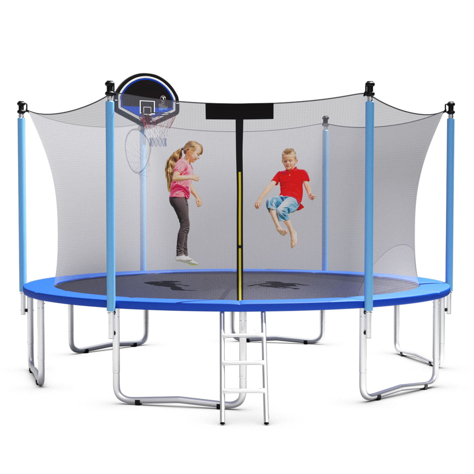 Gymax 14ft Trampoline Combo Bounding Bed Trampoline w/ Enclosure Net Ladder