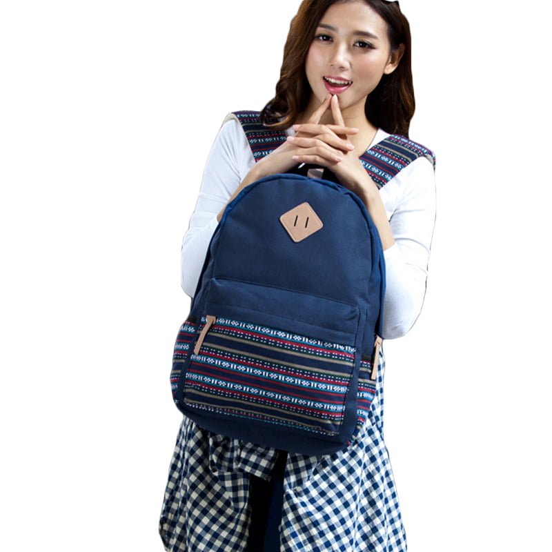 Retro Womens Canvas Backpack Rucksack Boho Travel School Shoulder Bags Bookbag 