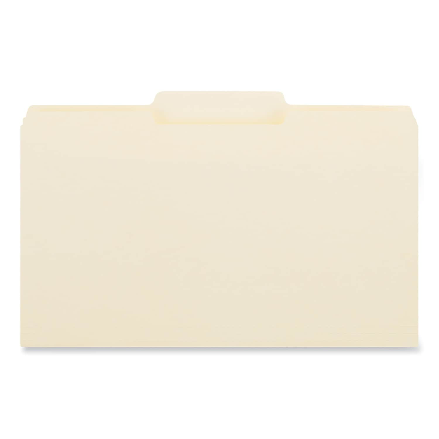 File Folders, 1/3 Cut Second Position, One-Ply Top Tab, Legal, Manila (100/Box)