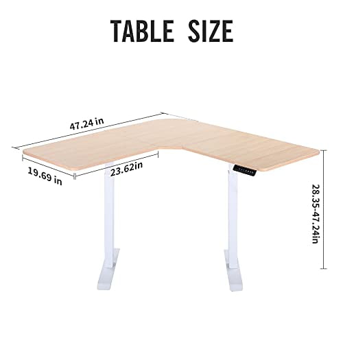 UNICOO® L Shaped Dual Motor Electric Height Adjustable Standing Desk, Computer Corner Desk, L Shaped Standing Desk, Standing Desk L Shape, Standing L Desk for Home Office (Light Oak)