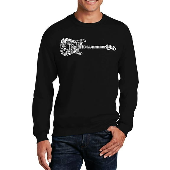 LA Pop Art Men's Word Art Crewneck Sweatshirt - Rock Guitar