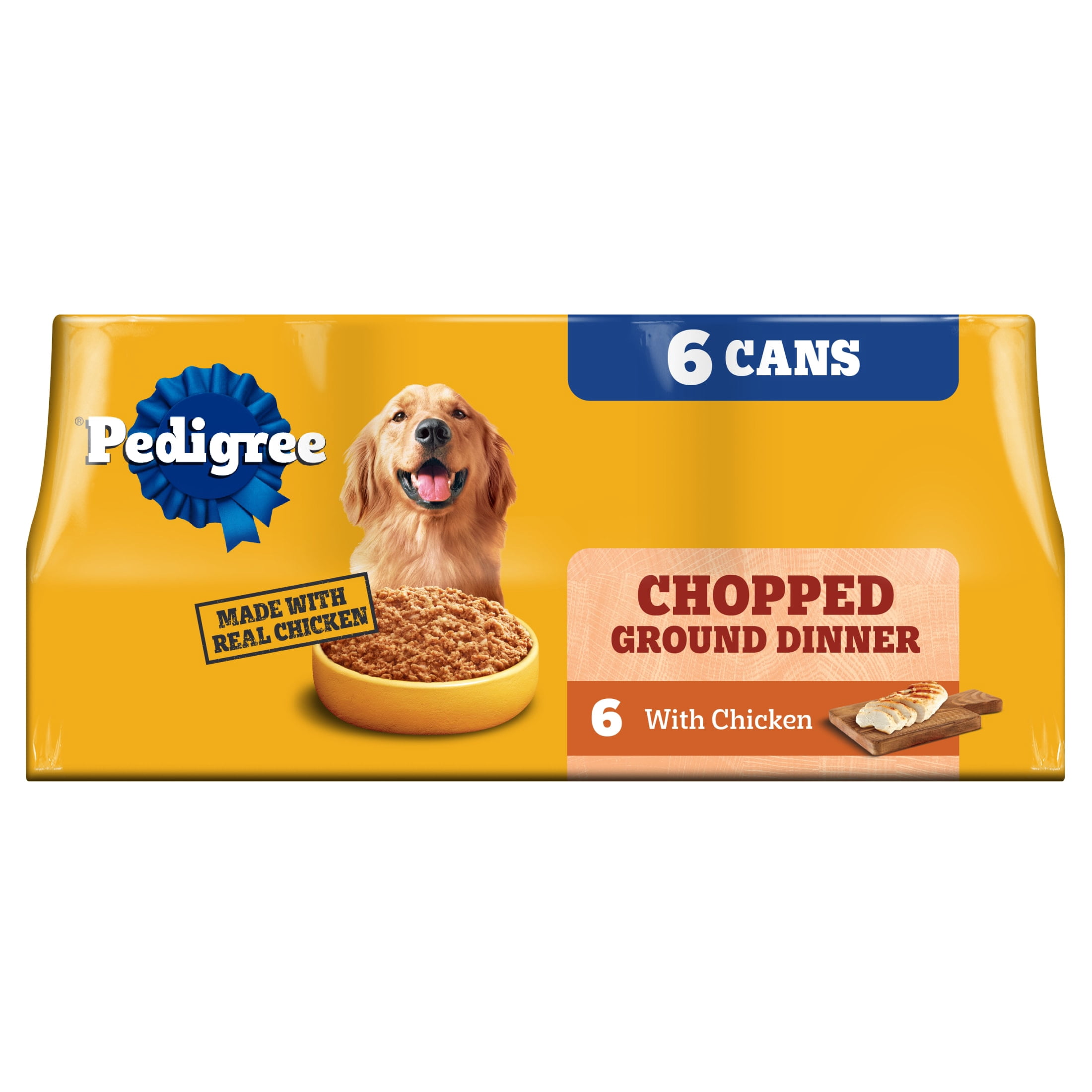 (2 pack) Pedigree Chopped Ground Dinner With Chicken Adult Canned Soft Wet Dog Food, (6) 13.2 oz Cans
