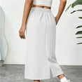 thumbnail image 5 of Inleife Women's High-Waisted A-Line Skirts Leisure Commuting Loose Elastic Waist Solid Color Skirt Split Skirt White XL, 5 of 5
