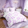 thumbnail image 2 of Manfei Purple Bow Cherry Bedding Comforter Set for Girls, Cute Ribbon King Bedding Sets, Reversible, 7 Pieces, 2 of 7