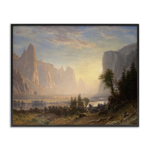 Stupell Industries Classic Bierstadt Valley of Yosemite Landscape & Nature Painting Black Framed Art Print Wall Art, 14 x 11