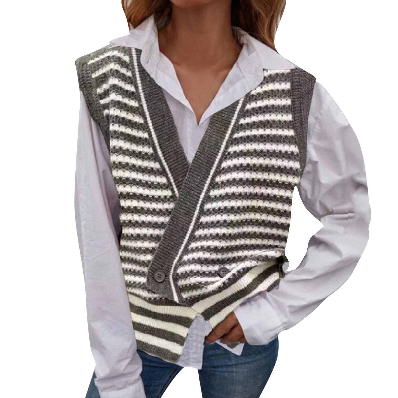 Womens Oversized V Neck Knit Sweater 