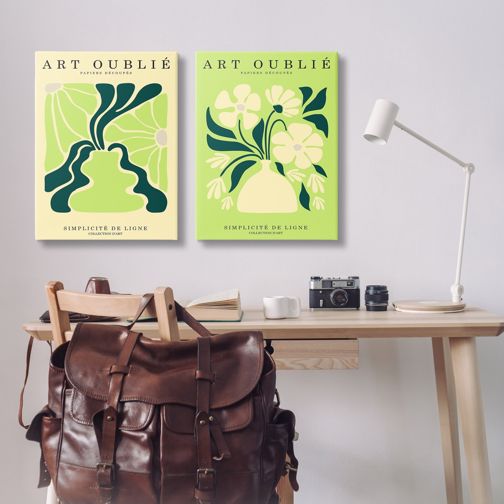 Stupell Industries Green French Museum Poster Text & Numbers Painting Wrapped Canvas Art Print Wall Art, 24 x 36, Set of 2