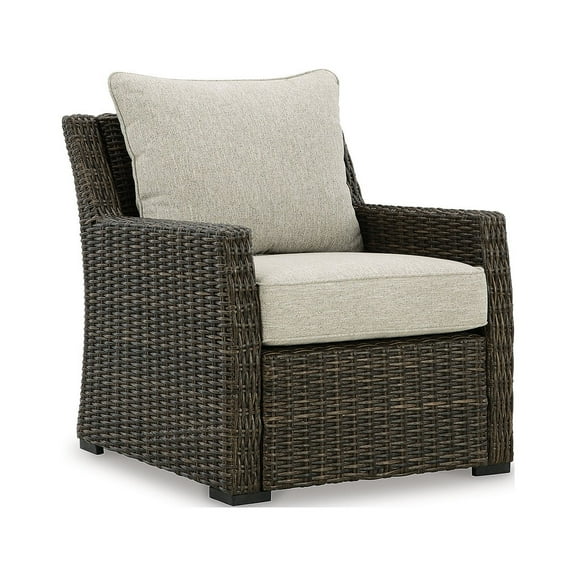 Signature Design by Ashley Brook Ranch Outdoor Lounge Chair with Cushion, Brown
