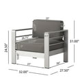 thumbnail image 3 of Christopher Knight Home  Cape Coral Outdoor Aluminum Club Chair with Optional Sunbrella Cushions Canvas Taupe+ Silver+Sunbrella Removable Cushions,, 3 of 5