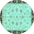 thumbnail image 1 of Ahgly Company Indoor Round Oriental Light Blue Traditional Area Rugs, 6' Round, 1 of 4