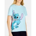 thumbnail image 4 of Disney Stitch Women’s Juniors Graphic Front/Back Print T-Shirt with Short Sleeves, Sizes XS-3XL, 4 of 5