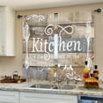 thumbnail image 5 of Kitchen Curtains Rustic Farmhouse 55x36 Inch Rod Pocket Country Short Small Barn Fork and Spoon Wooden Wood Plank Board Vintage Printed Cafe Window Curtains Drapes Treatment Fabric 2 Panels, 5 of 6