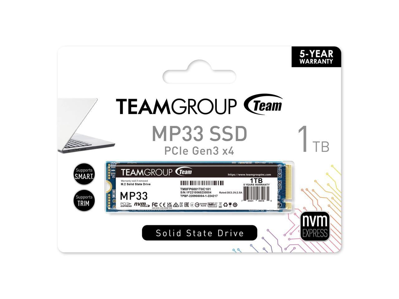 Team Group MP33 M.2 2280 1TB PCIe 3.0 x4 with NVMe 1.3 3D
