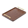 thumbnail image 3 of Bandeja de madera para servir con asas de metal, tablero de madera, elegante bandeja otomana para 40x30cm, 3 of 9