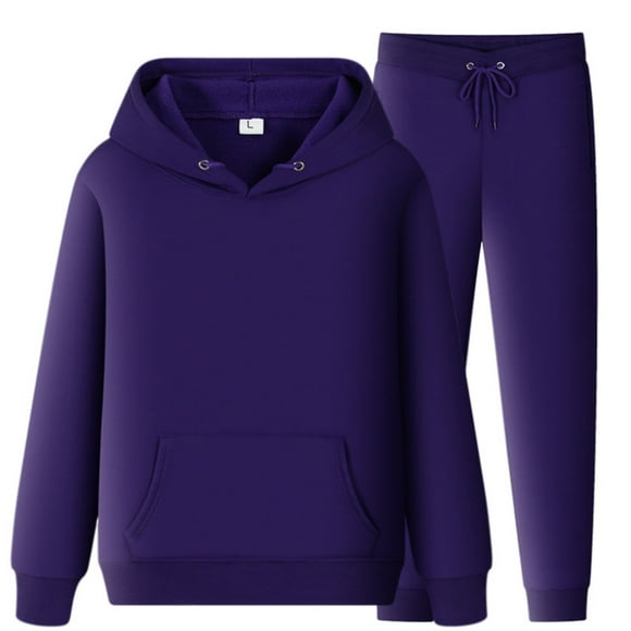 Ploknplq Hoodies for Men Essentials Hoodie Sports Suit Autumn And Winter Leisure Solid Color Hooded Sweater Pants With Tassels Sports Suit Sweatsuits for Men Sweatpants for Men Purple 2Xl