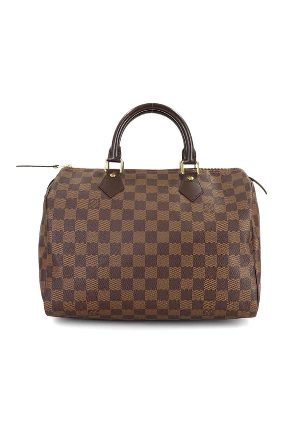 Pre-Owned Louis Vuitton Damier Speedy 30 Handbag, Ebene Brown, N41531, Gold Hardware.