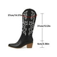 thumbnail image 5 of Cowboy Cowgirl Boots for Women Wide Calf Western Pointed Toe Chunky Heel Embroidered Black Mid Calf Boot, 5 of 9