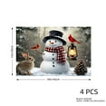 thumbnail image 4 of JOOCAR Winter Snowman with Rabbit and Birds Scene Linen Table Mats Set of 4 for Home Kitchen Table Decor 12x18 inch, 4 of 5