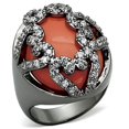 thumbnail image 1 of Women Ruthenium Brass Ring with Synthetic in Orange - Size 5, 1 of 1