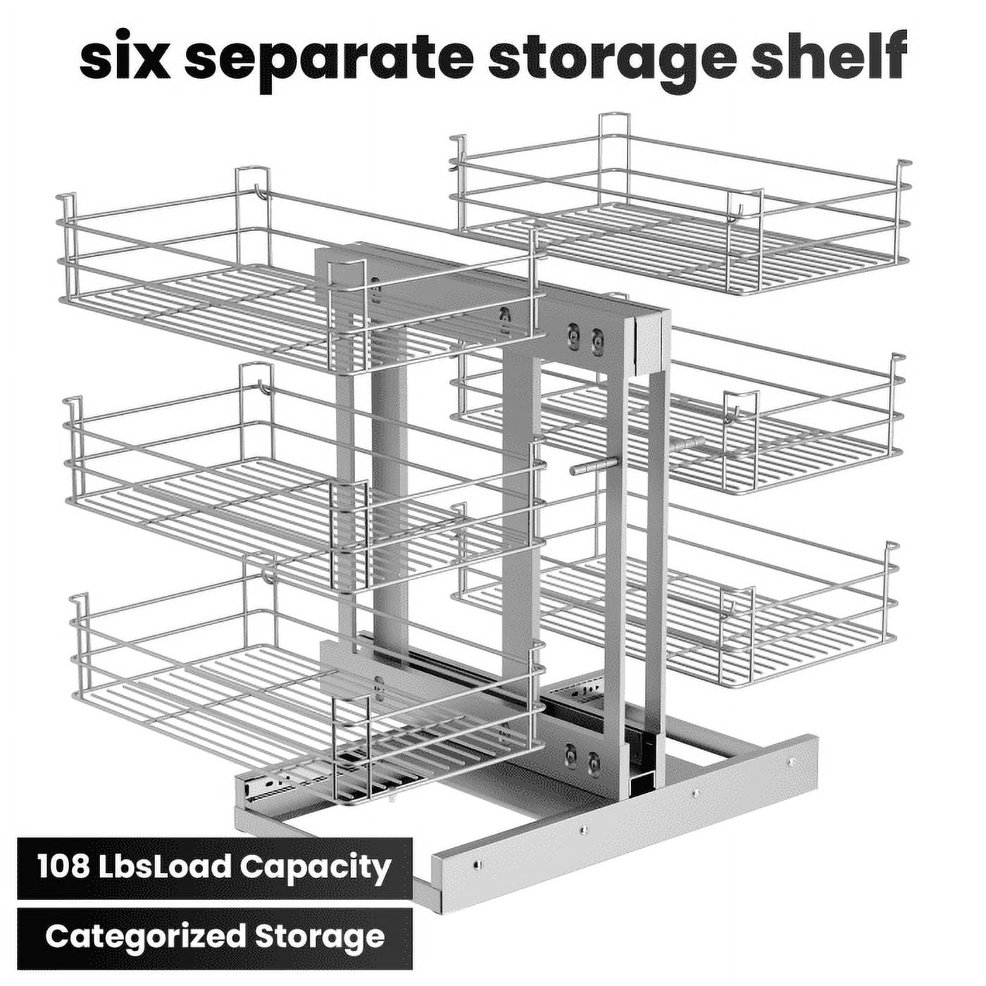 Under Sink Organizer, 108 lb Load Capacity, Left/Right Opening, Steel Shelf Organizer, for Kitchen, Garage​