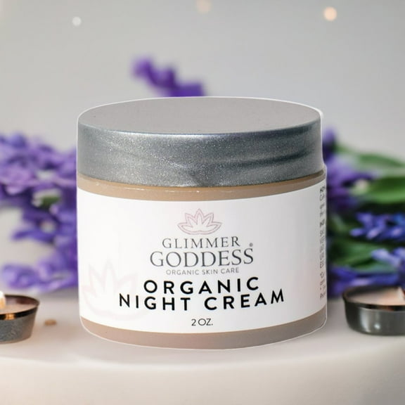 Glimmer Goddess Organic Night Cream Face Moisturizer, 2 oz