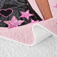 thumbnail image 5 of Erosebridal Cute Black Girls Twin Quilt Set,Kids Lipstick Cosmetics Pink Sequin Print Stars Twin Coverlet Set,2 Pieces, 5 of 7