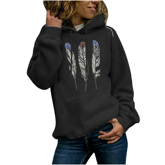 Rbaofujie Womens Hoodie Winter Womens Casual Long Sleeve Tops Ladies Print Pullover Sweatshirt Blouse Black Halloween Sweater